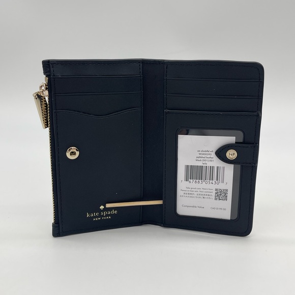 Kate Spade Small Slim Bifold Wallet Black - Picture 6 of 7